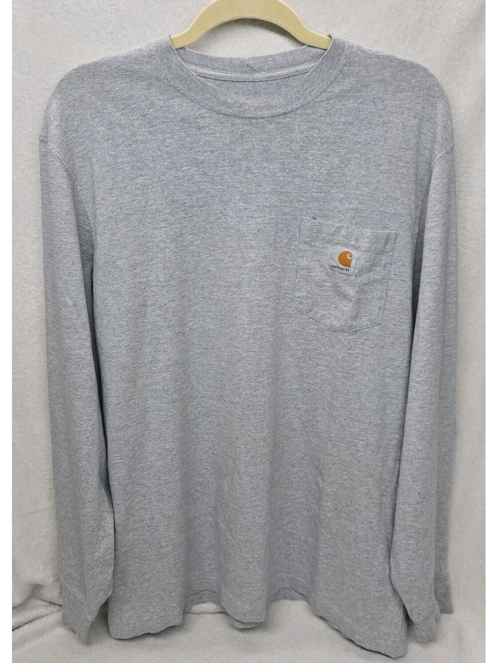 Carhartt Men's Medium Long Sleeve Gray Pullover Shirt With Pocket Comfort